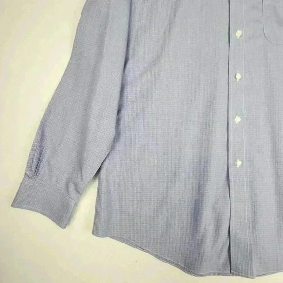Brooks Brothers Mens Regent Dress Shirt Sz 16 4-5 Non Iron Blue‎ Micro Geometric - Picture 8 of 16